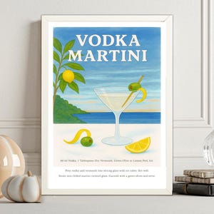 Vodka Martini Cocktail Food&Drink Fine Art Print - Beverages Art, Cocktail Wall Art, Summer Cocktail Gift,  Vodka Martini Poster