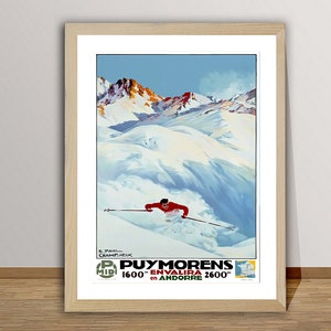 Puymorens, France Vintage Ski Poster - Retro Puymorens Ski Poster / Gift Idea / Wall Decor