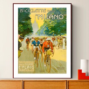 Vintage Bicycle Poster Repro – Biciclette Marca Milano, Italy Cycling Art, 12x16 - View #5