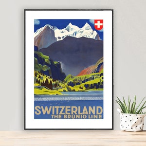 Switzerland Vintage Travel Poster - Poster Paper or Canvas Print / Gift Idea / Wall Decor