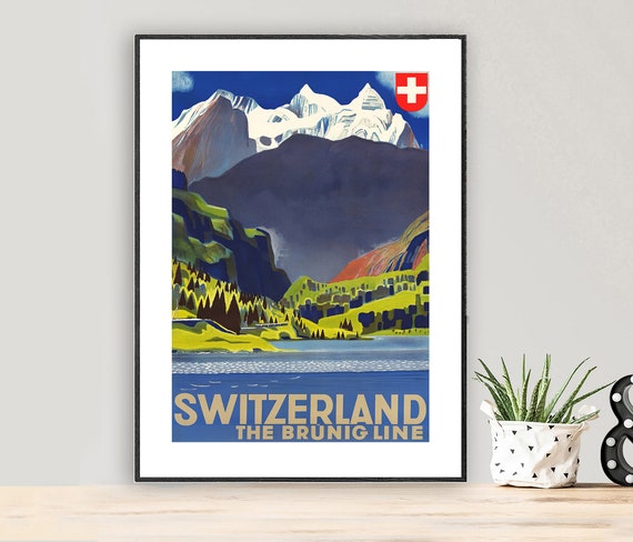 Switzerland Vintage Travel Poster Poster Paper or Canvas | Etsy