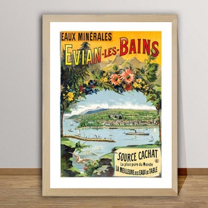 Evian Les Bains, France Vintage Travel Poster - Retro Evian Les Bains Poster / Gift Idea / Wall Decor