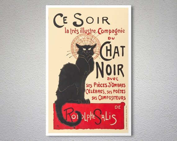 Chat Noir QUALITY Canvas Art Print Vintage Cat Poster Steinlen
