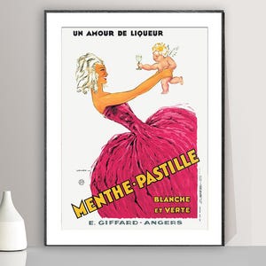 Vintage French Mint Liqueur Advertisement (1931) Art Print - Reproduction of a Retro Artwork, Decorative Purposes Wall Decor
