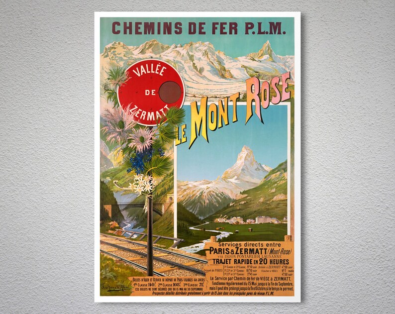 Jungfrau Bahn vintage ski travel poster repro 16x24