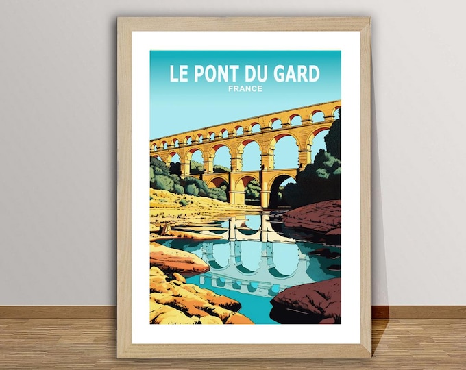 Featured listing image: Le Pont du Gard Travel Poster: France Cultural Heritage Art Print