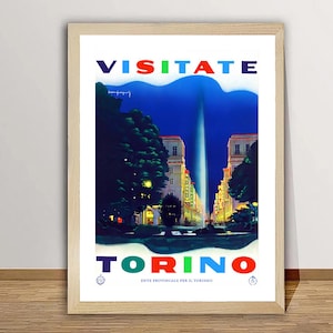 Visitate Torino, Italy Vintage Travel Poster - Poster Paper or Canvas Print / Gift Idea / Wall Decor