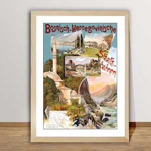 Bosnisch-Hercegovinische Staats Bahnen Vintage Travel Poster - Bosnia and Herzegovina Travel Print / Gift Idea / Wall Decor