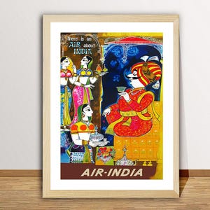 Póster de viaje vintage de Air India: recuerdos de la India, idea de regalo, decoración de pared