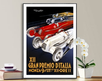 XII Gran Premio d'Italia Monza Vintage Grand Prix Poster - Poster Papier of Canvas Print / Cadeau Idee