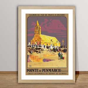 Pointe de Penmarch, França Poster de viagens vintage - Retro Pointe de Penmarch Poster/Idéia de presente/Decoração de parede