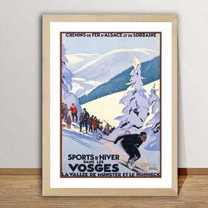 Sports d'Hiver dans Les Vosges, Frankreich Vintage Ski Poster - Ski fahren in Frankreich, Wintersport Poster, Druck in Museumsqualität