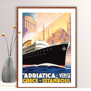 Adriatica, Venise, Grece, İstamboul Vintage Travel Poster - Poster Paper or Canvas Print / Gift Idea / Wall Decor