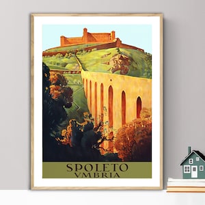 Spoleto Umbria  Italy Vintage Travel Poster - Poster Paper or Canvas Print / Gift Idea / Wall Decor