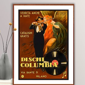 Vintage Dischi Columbia Advertisement Art Print - Reproduction of a Vintage  Music Artwork, Decorative Purposes Wall Decor