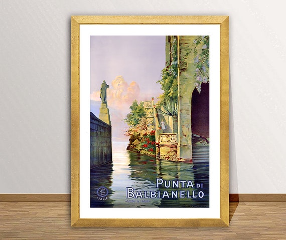 Lake Como Italy Vintage Travel Poster: Punta di Balbianello Wall Art