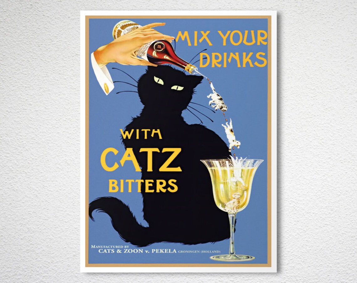 Mix Your Drinks With Catz Bitters Vintage Food&drink Poster Etsy
