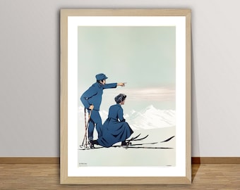 Ski Sport Vintage  Poster - Poster Paper or Canvas Print / Gift Idea / Wall Decor