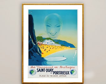 Saint-Quay-Portrieux, France vintage Travel Poster - Poster Paper or Canvas Print / Gift Idea / Wall Decor
