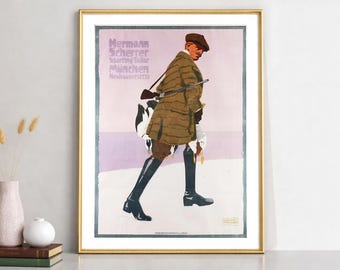 Hermann Scherrer Sporting Tailor, München Vintage Art Print - Ludwig Hohlwein Artwork