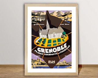 Grenoble France Vintage Travel Poster Art Print