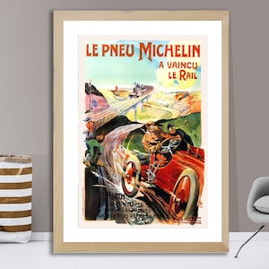 Le Pneu Michelin Grand Prix Vintage Poster  - Retro Grand Prix Poster / Gift Idea / Wall Decor