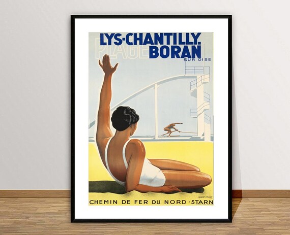 ヴィンテージ リス シャンティイ フランス トラベル ポスター: ボラン