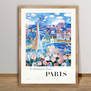 Le Printemps en Paris, France  Vintage Travel Poster - Paris Poster, Eiffel Tower Print, Wall Decor, Gift Idea