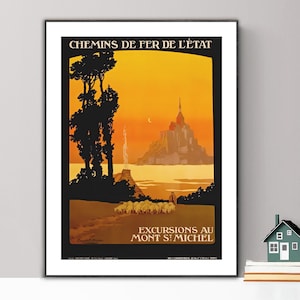 Excursions au-Mt St-Michel France Vintage Travel Poster - Poster Paper or Canvas Print / Gift Idea / Wall Decor