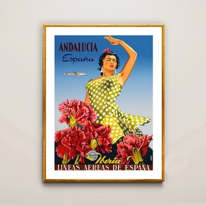 Andalucia  Espana Iberia Vintage Travel Poster - Andalucia Poster, Travel Spain, Wall Decor, Gift Idea