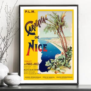 Carnaval de Nice, France  Vintage Travel Poster - Poster Paper or Canvas Print / Gift Idea / Wall Decor
