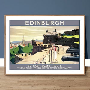 Cartaz de viagens vintage de Edimburgo, Inglaterra - pôster ou impressão em tela / ideia de presente / decoração de parede