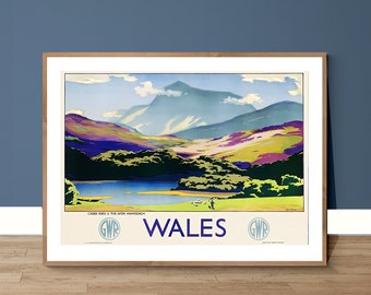 Wales Vintage Travel Poster - Poster Print or Canvas Print / Gift Idea / Wall Decor