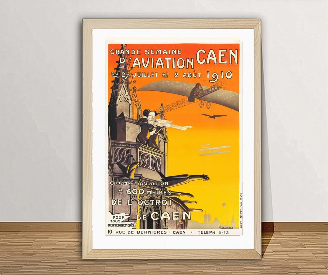 Gde Semaine d'Aviation ポスター 1910年 Grande Semaine d'Aviation カーン、1910 年フランス ビンテージ