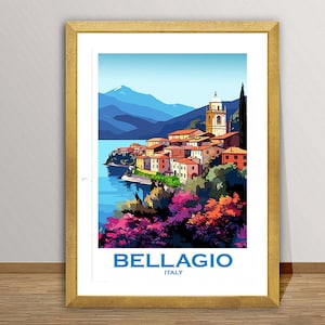 Bellagio, Lago di Como Travel Poster by Wed - Poster Paper or Canvas Print / Gift Idea / Wall Art