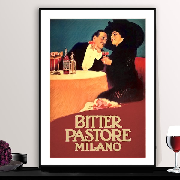 Bitter Pastore Milano  Vintage Food&Drink Poster by Leopoldo Metlicovitz - Poster Paper or Canvas Print / Gift Idea