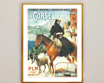 La Corse, France Vintage Travel Poster -  Poster Paper or Canvas Print / Gift Idea / Wall Decor