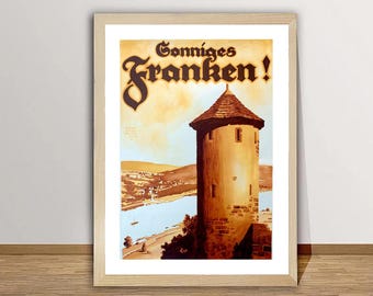 Póster de viaje vintage de Conniges Franken: impresión artística alemana