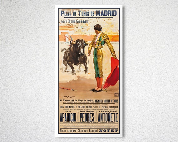 Plaza de Toros Madrid Vintage Travel Poster Poster Paper or - Etsy