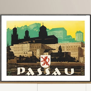 Passau, Germany Vintage Travel Poster - Poster Paper or Canvas Print / Gift Idea