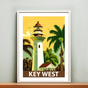 Póster de viaje a Key West, Miami, Estados Unidos, de Wed: póster de Key West, impresión de faro histórico, decoración de pared