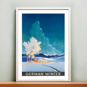 German Winter Vintage Travel Poster - Retro German Poster / Gift Idea / Wall Decor