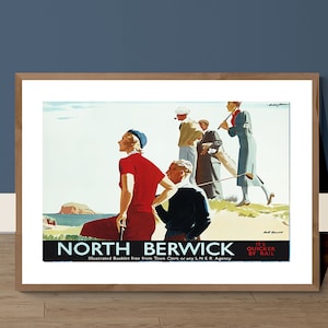 North Berwick, Scotland Vintage Travel Poster - Poster Paper or Canvas Print / Gift Idea / Wall Decor