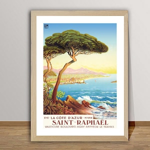 Poster di viaggio vintage di Saint Raphael, Francia - Stampa su carta o tela / Idea regalo / Decorazione murale