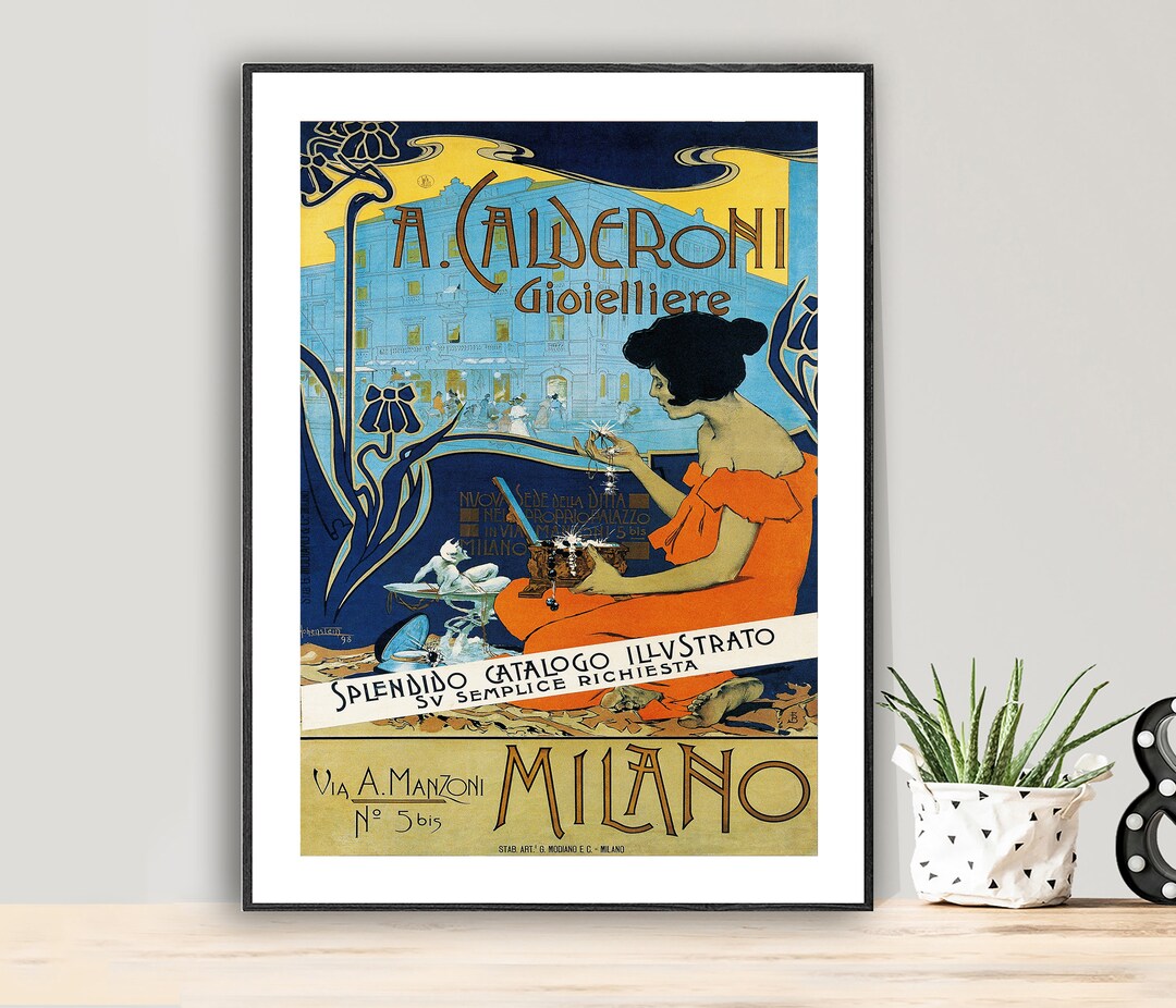A. Calderoni Gioielliere Milano Vintage Poster Poster Paper or Canvas