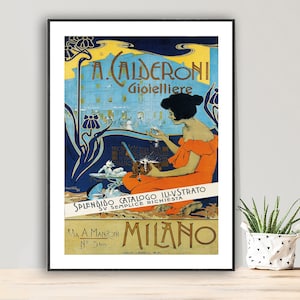 A. Calderoni Gioielliere Milano Vintage Poster - Poster su carta o tela stampata / Idea regalo / Wall Art