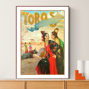 Toros Antequera, Spain  Vintage Travel Poster - Poster Paper or Canvas Print / Gift Idea