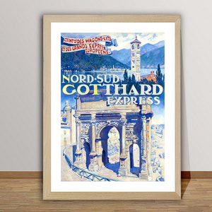 Nord Sud Gotthard Express Vintage Travel Poster - Poster Print or Canvas Print / Gift Idea / Wall Decor