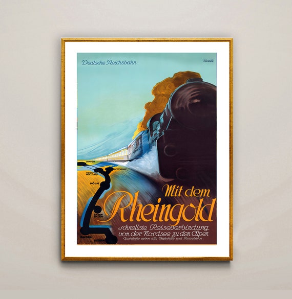 国鉄時代ポスター ドイツ帝国鉄道ラインの黄金のヴィンテージトラベルポスター - Etsy 日本
