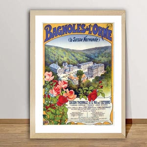 Bagnoles de L'Orne, Francia - Poster di viaggio vintage - Stampa su carta o tela / Idea regalo / Decorazione murale